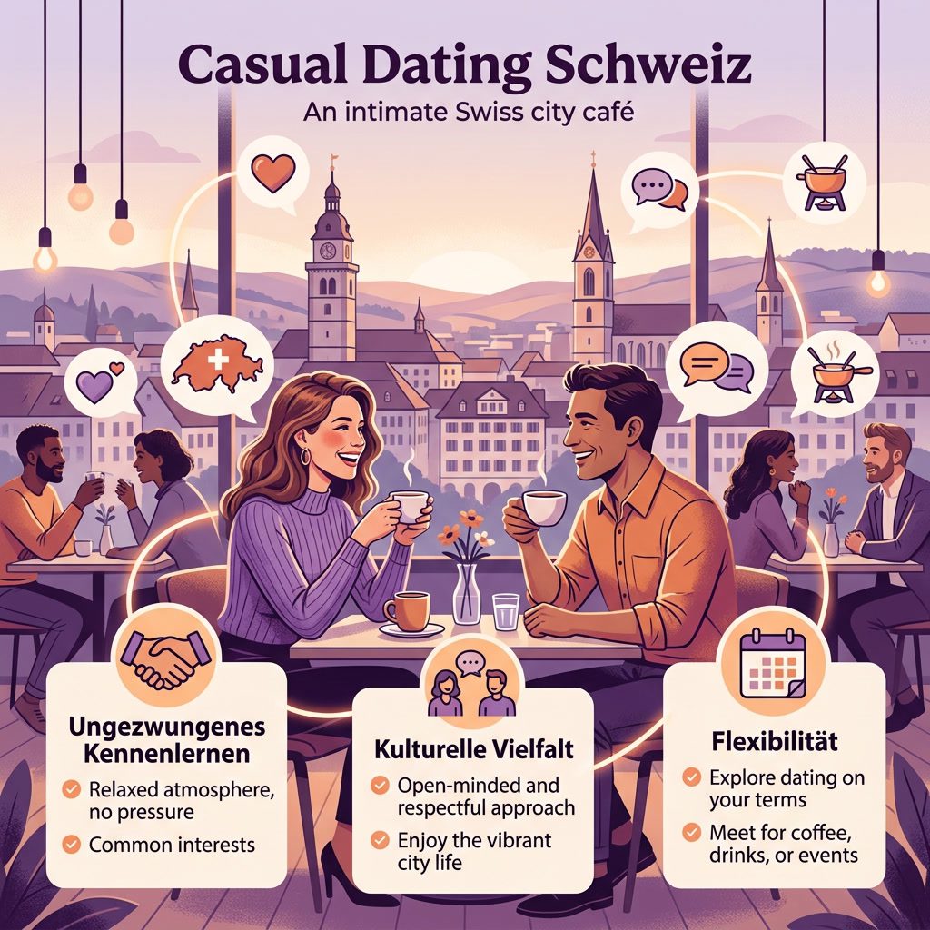 Casual Dating Schweiz: Der grosse Ratgeber für 2026 2 Casual Dating Schweiz 2026 – Illustration moderner Dating-Kultur in Schweizer Städten