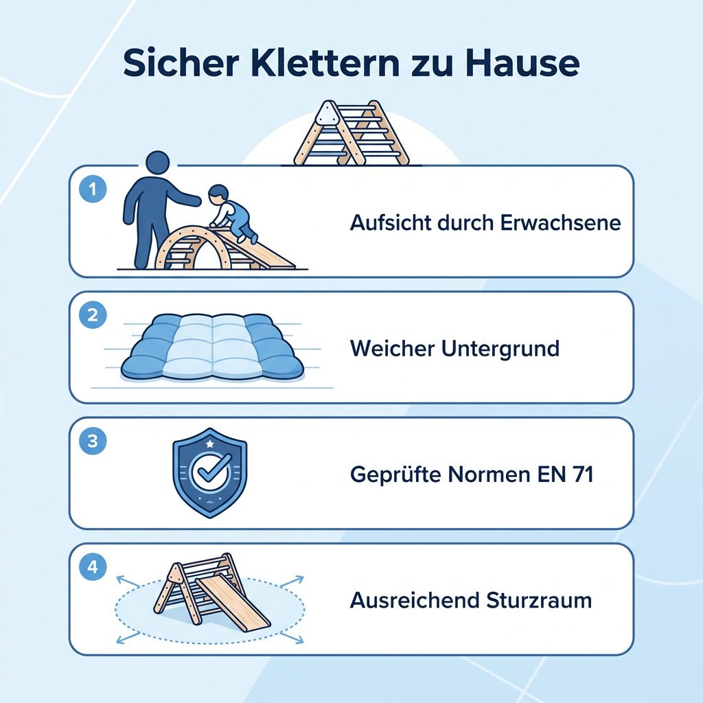 Sicherheits-Checkliste für ein Montessori Klettergerüst: Aufsicht, weicher Untergrund, geprüfte Normen und Sturzraum