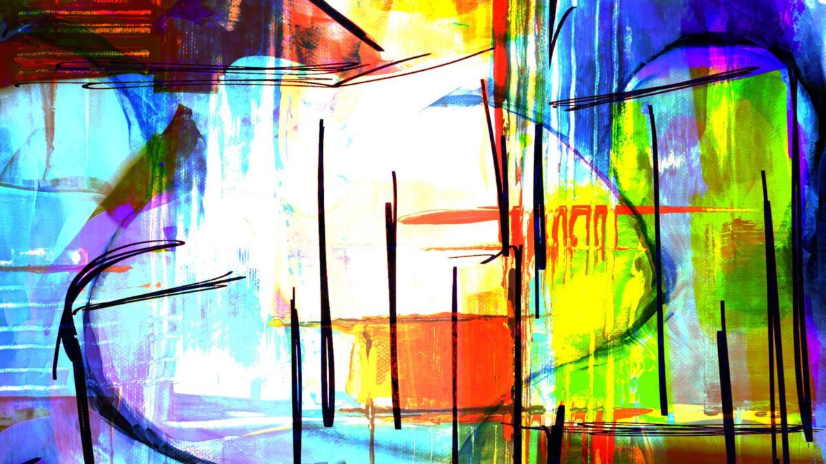 Surrealistische, farbenfrohe abstrakte Kunst